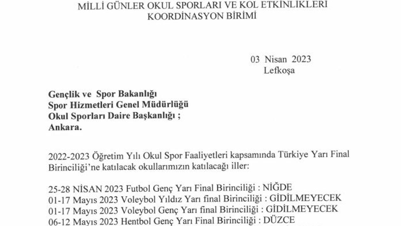 Milli Eğitim Bakanlığı, Türkiye’deki Voleybol Müsabakalarına  Okul Takımı Gönderilmeyeceğini Açıkladı