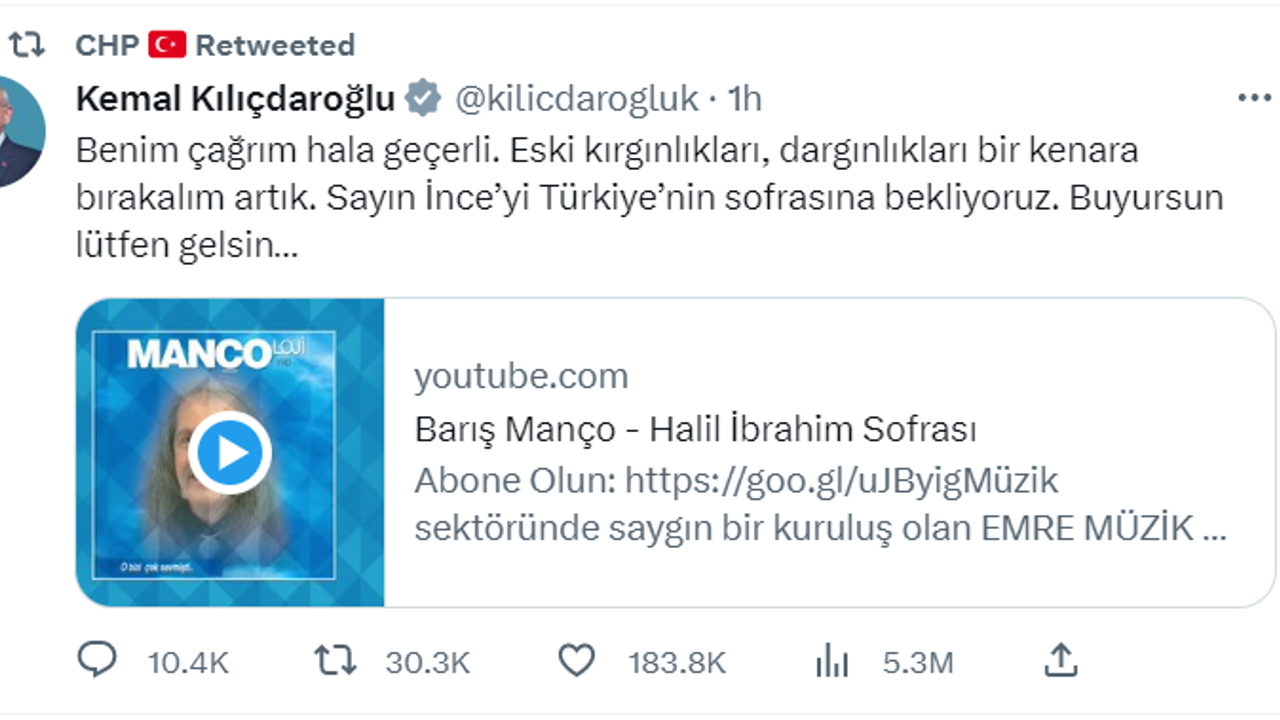 Kılıçdaroğlu'ndan Muharrem İnce'ye "Gel" Çağrısı