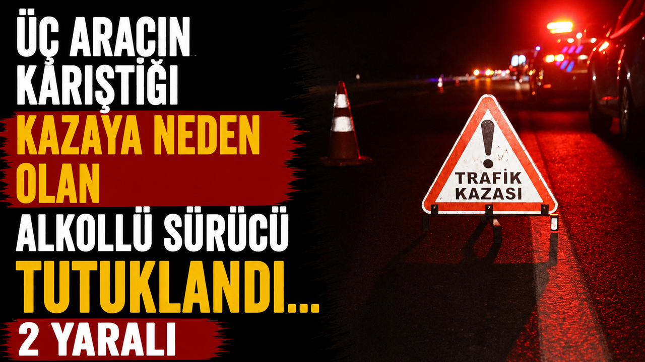 Üç aracın karıştığı kazaya neden olan alkollü sürücü tutuklandı… 2 yaralı