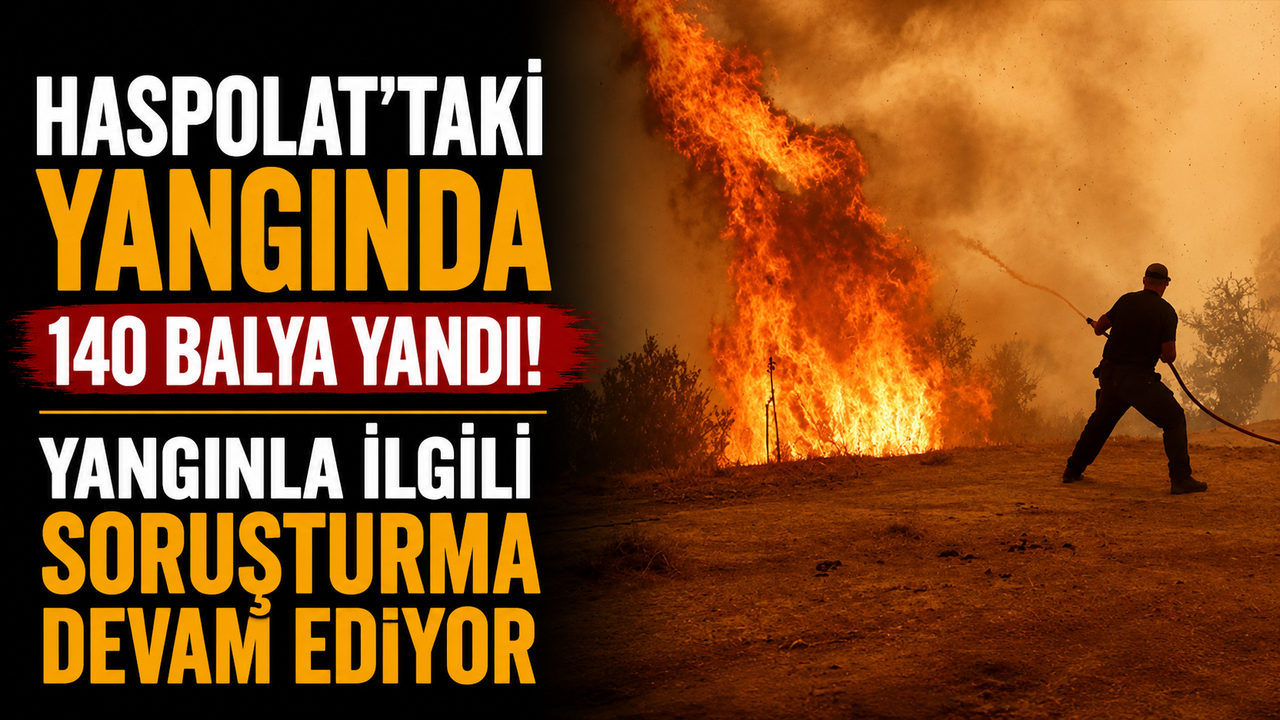 Haspolat'taki yangında 140 balya yandı