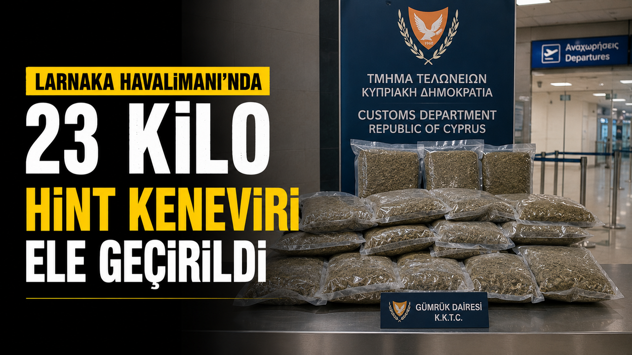 Larnaka Havalimanı’nda 23 kilo hint keneviri ele geçirildi
