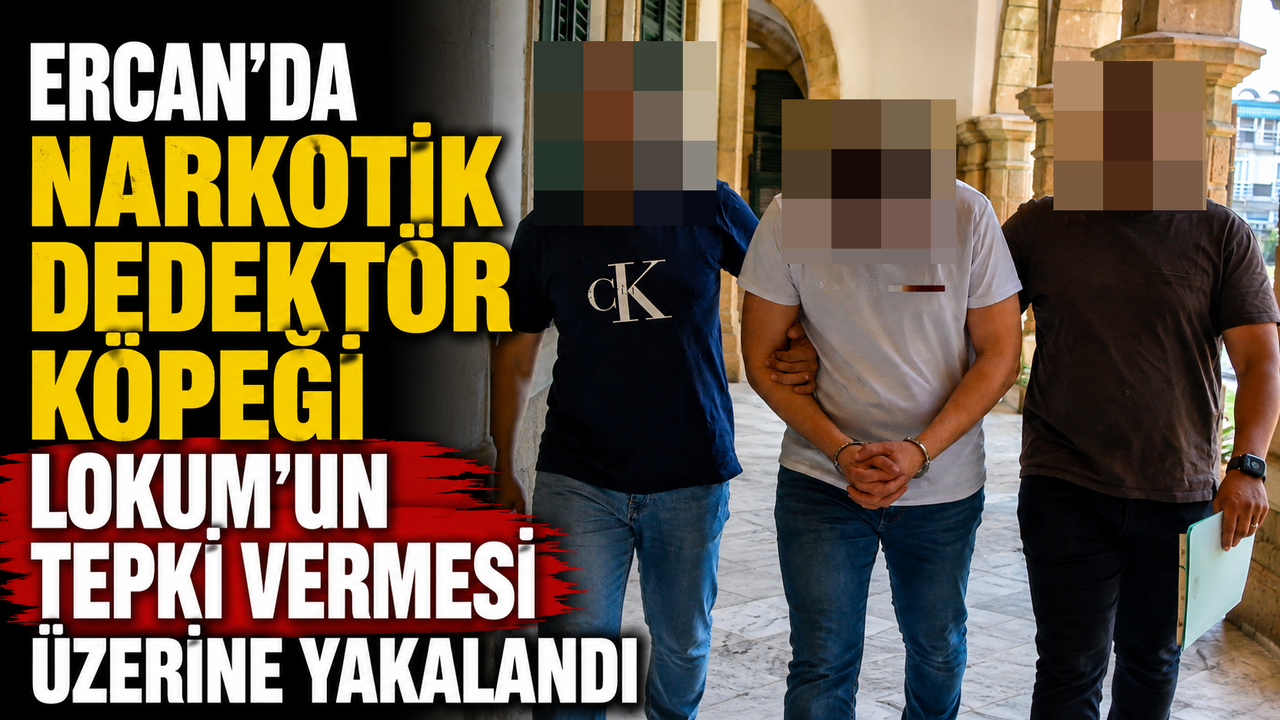Ercan’da narkotik dedektör köpeği lokum’un tepki vermesi üzerine yakalandı