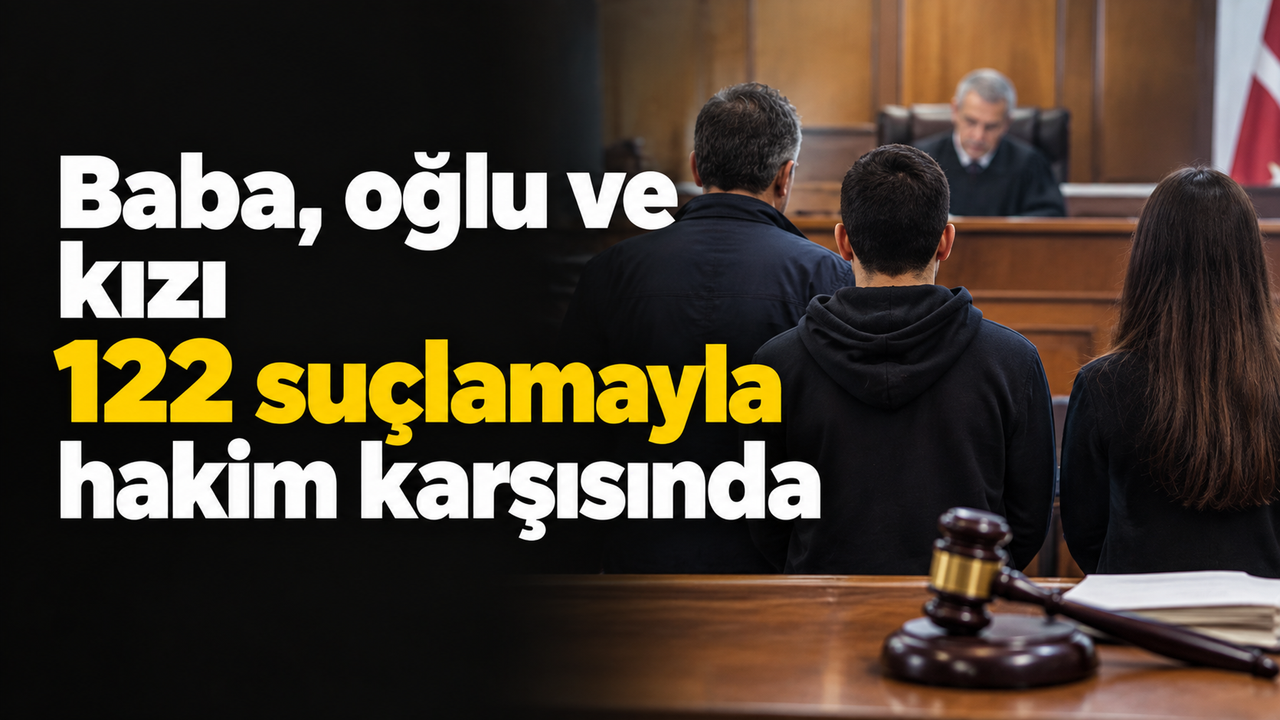 Baba, oğlu ve kızı 122 suçlamayla hakim karşısında