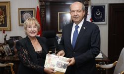 Cumhurbaşkanı Ersin Tatar'a kitap takdim edildi