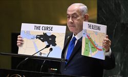 Netanyahu, BM Genel Kurulu'ndaki Konuşmasında Filistin Topraklarını "İsrail" Olarak Gösteren Harita Kullandı