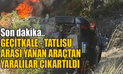 Geçitkale - Tatlısu arası yanan araçtan yaralılar çıkartıldı