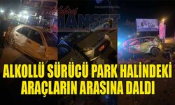 Alkollü sürücü park halindeki araçların arasına daldı