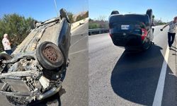 Güzelyurt-Lefkoşa yolunda trafik kazası: Araç tavanı üzerine devrildi