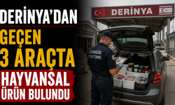 Derinya'dan geçen 3 araçta hayvansal ürün bulundu