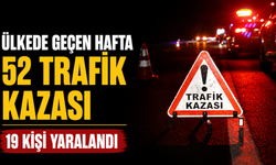 Ülkede geçen hafta 52 trafik kazası meydana geldi, 19 kişi yaralandı