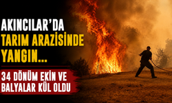 Akıncılar’da Tarım Arazisinde Yangın... 34 Dönüm Ekin ve Balyalar Kül Oldu