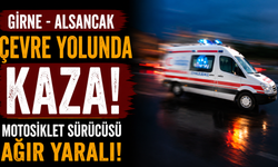 Girne - Alsancak çevre yolunda kaza...Motosiklet sürücüsü ağır yaralı...