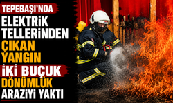 Tepebaşı’nda elektrik tellerinden çıkan yangın iki buçuk dönümlük araziyi yaktı