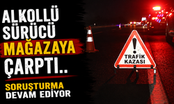 Alkollü sürücü mağazaya çarptı