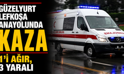 Güzelyurt Lefkoşa anayolunda kaza, 1’i ağır, 3 yaralı