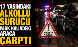 17 yaşındaki alkollü sürücü park halindeki araca çarptı