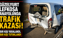 Güzelyurt Lefkoşa anayolunda trafik kazası...Bir kişi yaralandı, bir kişi tutuklandı