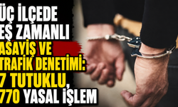 Üç ilçede eş zamanlı asayiş ve trafik denetimi: 7 tutuklu, 770 yasal işlem