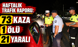 Haftalık trafik raporu:73 kaza, 1 ölü, 21 yaralı