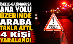 İskele-Gazimağusa ana yolu üzerinde araba takla attı, 4 kişi yaralandı