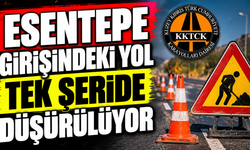Esentepe girişindeki yol tek şeride düşürülüyor