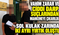 Vahim zarar ve ciddi darp suçlarından mahkemeye çıkarıldı