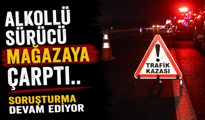 Alkollü sürücü mağazaya çarptı