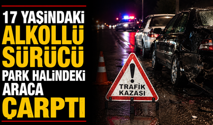 17 yaşındaki alkollü sürücü park halindeki araca çarptı