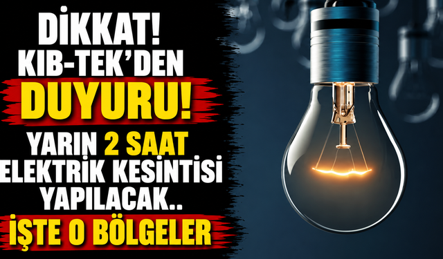 Yarın 2 saat elektrik kesintisi yapılacak