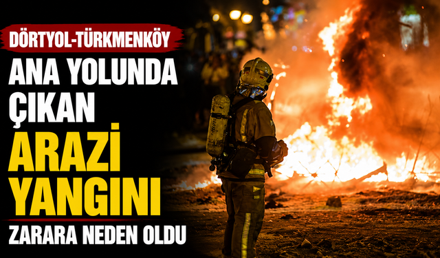 Dörtyol-Türkmenköy ana yolunda çıkan arazi yangını zarara neden oldu