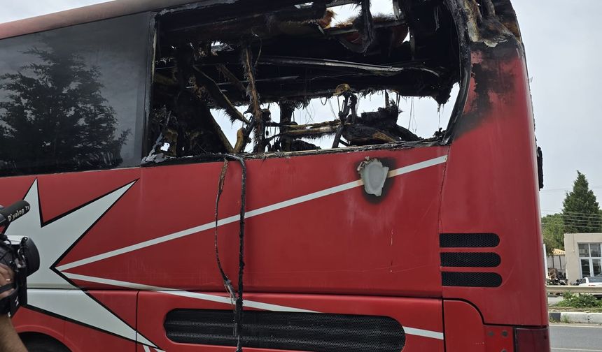 Girne – Lefkoşa ana yolunda seyreden otobüste yangın...