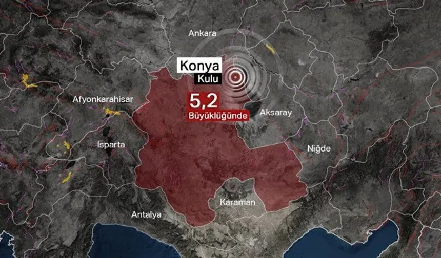 Konya'da 5,2 büyüklüğünde deprem