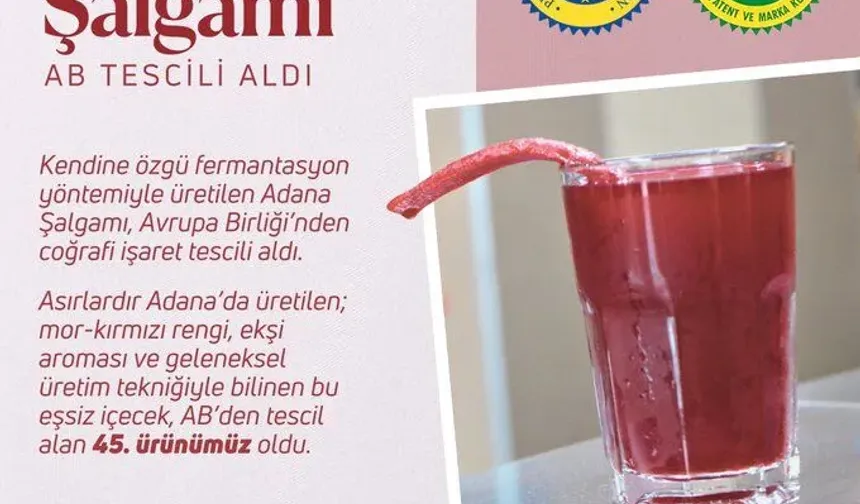 Adana şalgam suyunun AB'den tescil alması...Nas: "İçecekte Türkiye'nin AB coğrafi işaretli ilk ürünü"