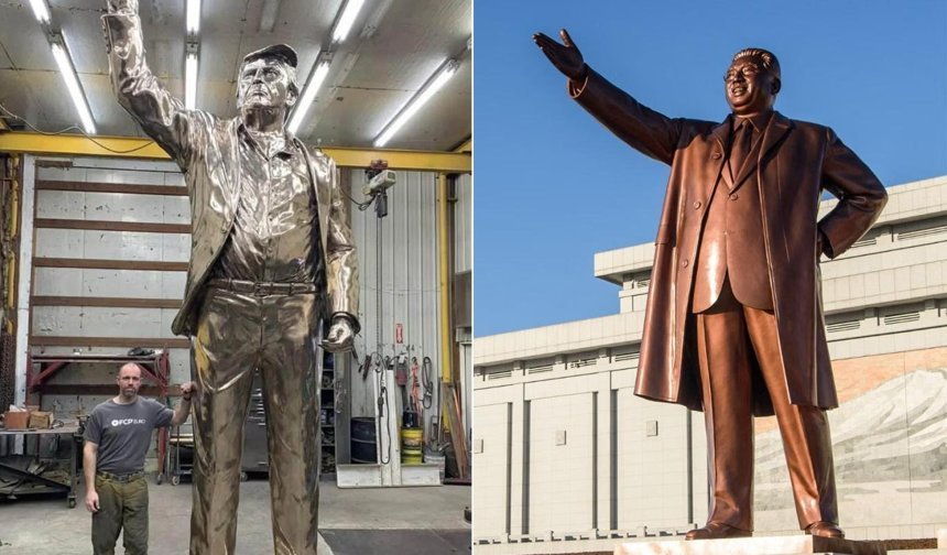 Donald Trump'ın heykeli, Kuzey Kore liderininkine benzetildi