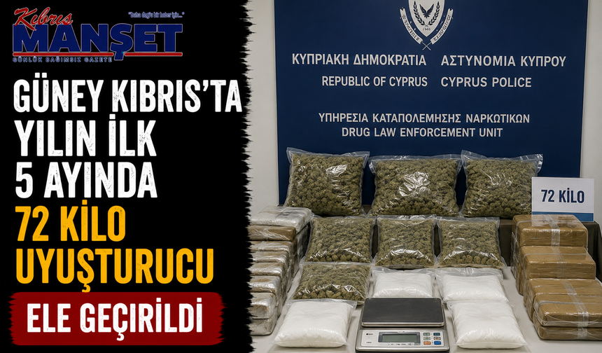 Güney Kıbrıs’ta yılın ilk 5 ayında 72 kilo uyuşturucu ele geçirildi