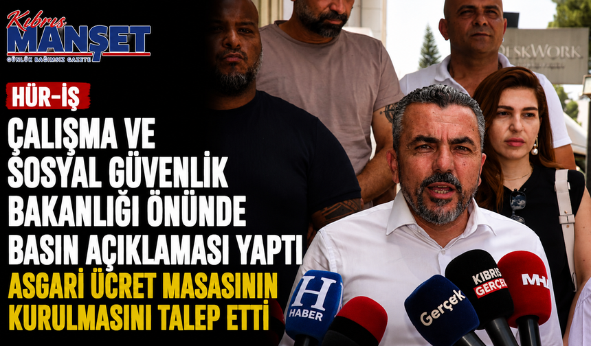 HÜR-İŞ Çalışma ve Sosyal Güvenlik Bakanlığı önünde basın açıklaması yaptı