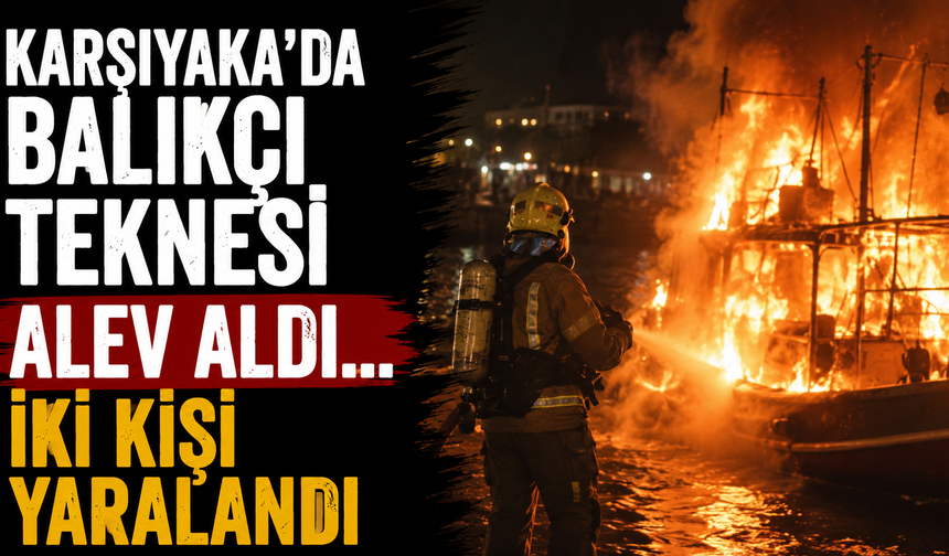 Karşıyaka'da balıkçı teknesi alev aldı...iki kişi yaralandı