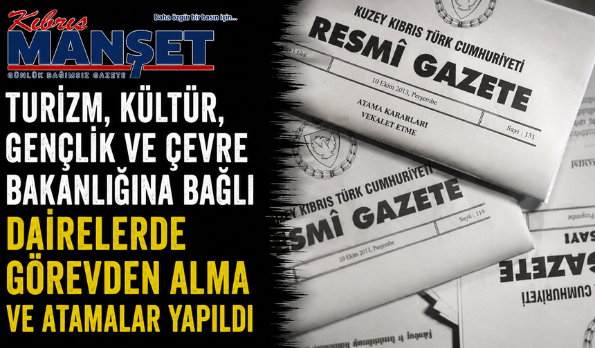 Turizm, Kültür, Gençlik ve Çevre Bakanlığına bağlı dairelerde görevden alma ve atamalar yapıldı
