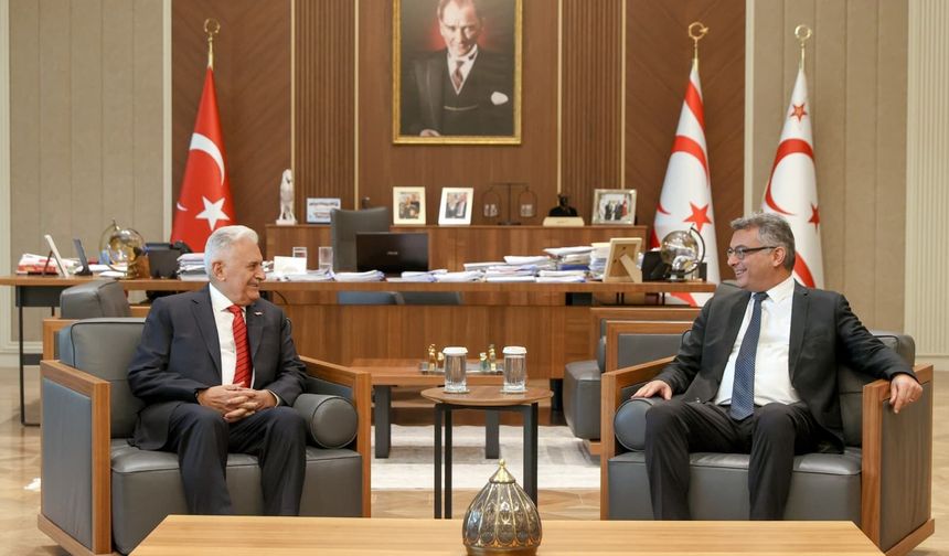 Cumhurbaşkanı Erhürman, TDT Aksakallar Konseyi Başkanı Binali Yıldırım’ı kabul etti