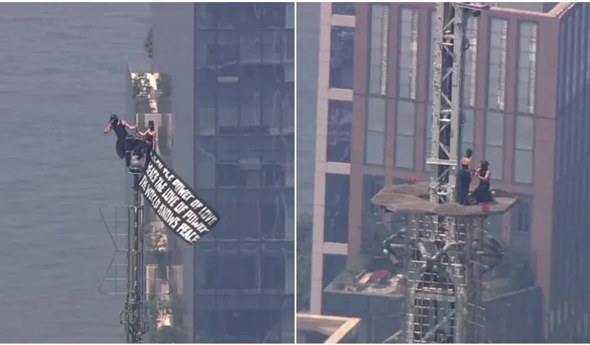 Kaçak tırmandılar: Empire State'in zirvesinde protest evlilik teklifi