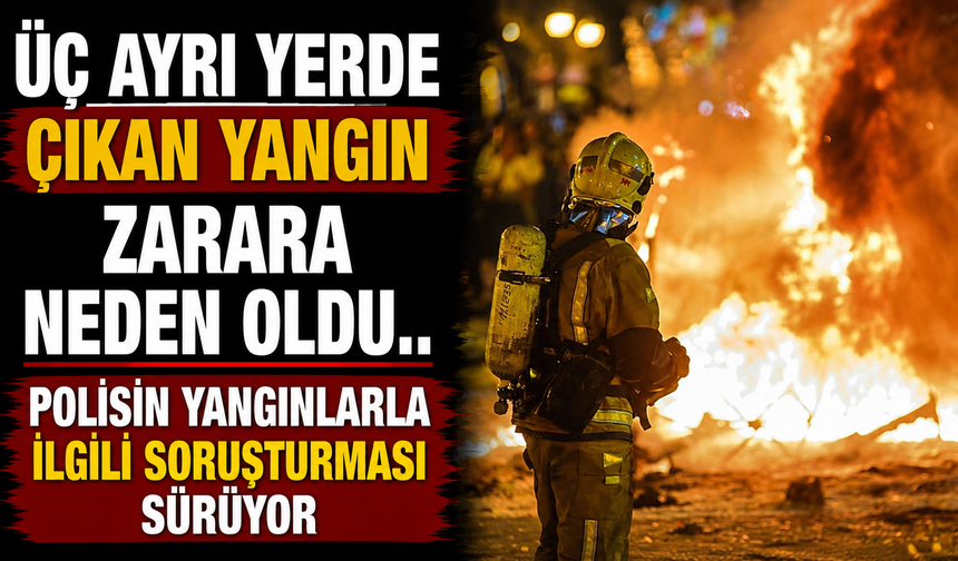 Üç ayrı yerde çıkan yangın zarara neden oldu