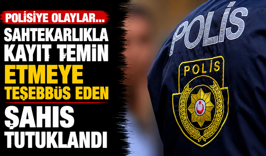 Polisiye olaylar... Sahtekarlıkla kayıt temin etmeye teşebbüs eden şahıs tutuklandı