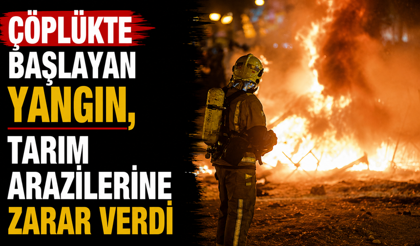 Çöplükte başlayan yangın, tarım arazilerine zarar verdi