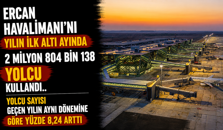 Ercan Havalimanı'nı yılın ilk altı ayında 2 milyon 804 bin 138 yolcu kullandı