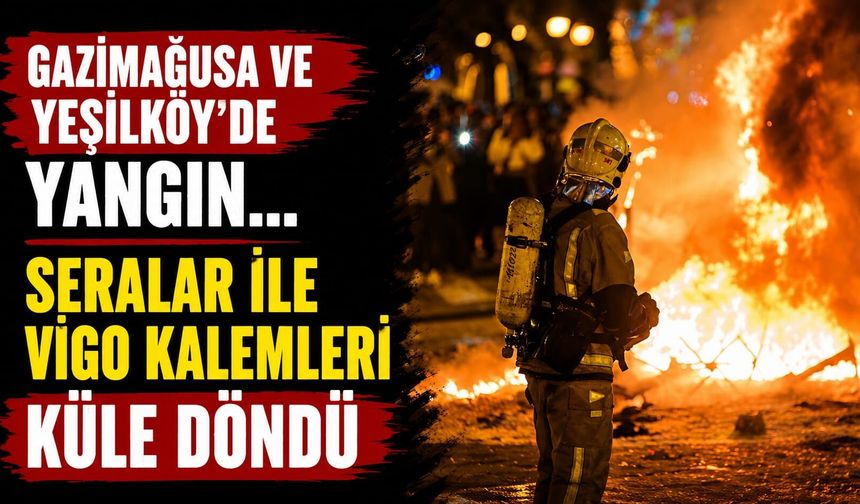 Gazimağusa ve Yeşilköy'de Yangın... Seralar ile Vigo Kalemleri Küle Döndü
