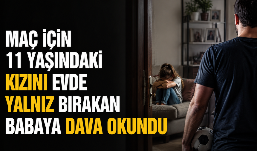 Maç için 11 yaşındaki kızını evde yalnız bırakan babaya dava okundu