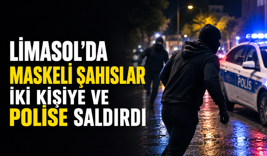 Limasol'da maskeli şahıslar iki kişiye ve polise saldırdı
