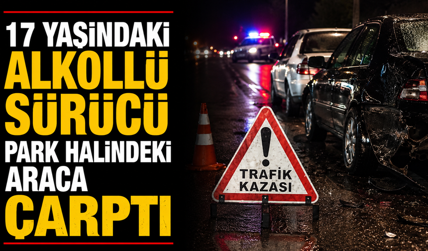 17 yaşındaki alkollü sürücü park halindeki araca çarptı