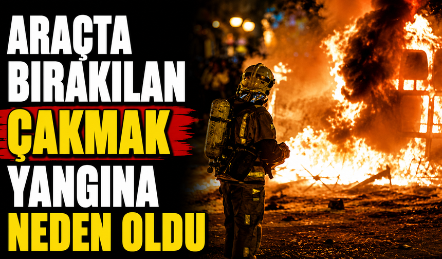 Araçta bırakılan çakmak yangına neden oldu