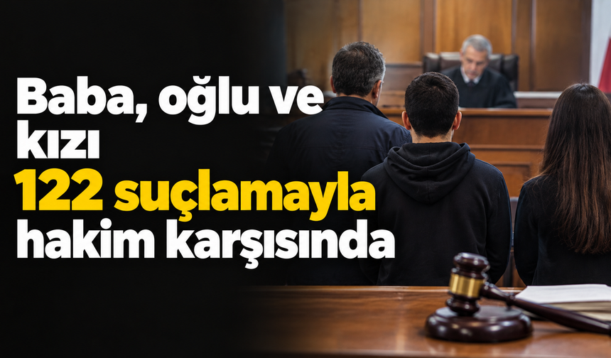 Baba, oğlu ve kızı 122 suçlamayla hakim karşısında